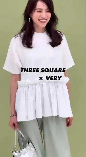 쓰리 스퀘어 페플럼 콤비 하프 슬리브 풀오버