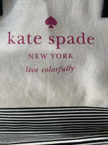 케이트 스페이드 토트백 크림/스트라이프