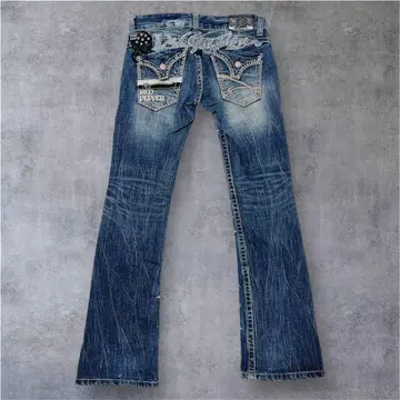 레어 레드페퍼 데님 26 자수 Y2K 플레어 부츠컷 스컬