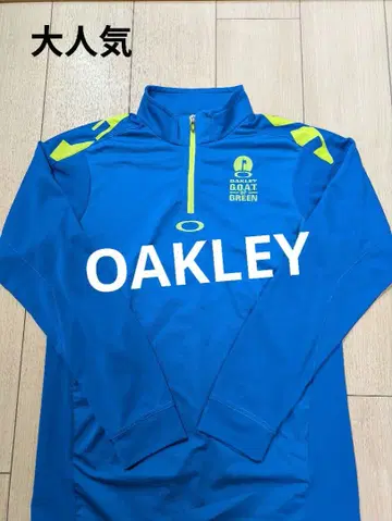 [ OAKLEY ] 골프웨어 하프 지퍼 남성용 블루 자수