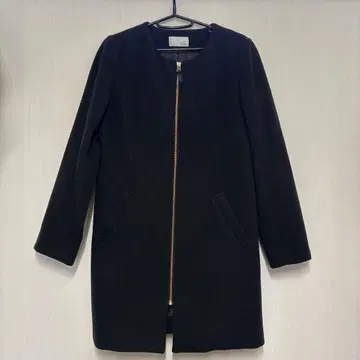 인덱스 블랙 집업 롱 코트 여성용 겨울