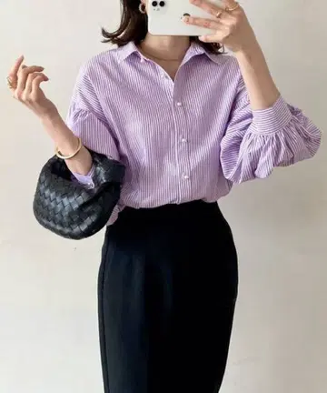 엠마 테일러 펄 버튼 오버사이즈 셔츠 블라우스