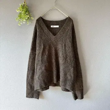 자라 [S] 성인 내추럴 촉촉한 울 블렌드 숏 기장 V넥 니트