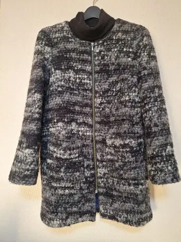 스콧 클럽 노카라 모헤어 코트 믹스 하프 코트