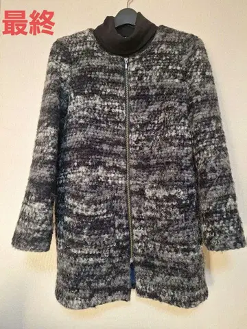 스콧 클럽 노카라 모헤어 코트 믹스 하프 코트