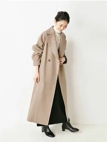 SLOBE IENA SUPER100 멜톤 빅 라펠 코트