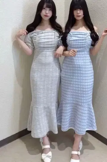 evelyn 드로스트 리본 오프숄더 원피스 머메이드 스커트