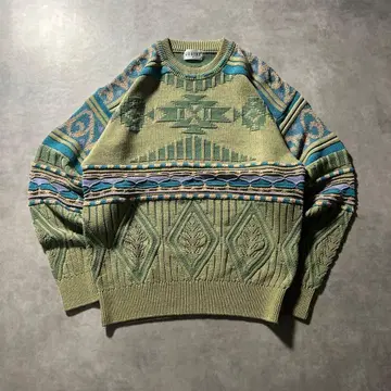 GORENA 빈티지 3D 입체 케이블 디자인 니트 스웨터