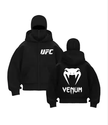UFC VENUM 풀 지퍼 후드티 블랙