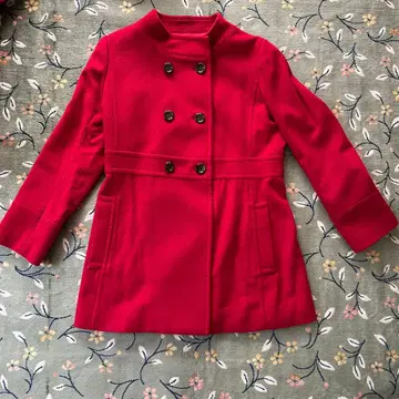 UNIQLO 빨간색 더블 브레스트 울 코트