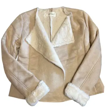 [택 포함 새상품] 베이지 무스탕 코트 퍼 벨트 포함