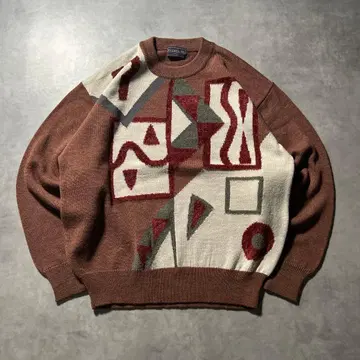 빈티지 기하학 올 패턴 유럽풍 디자인 레트로 니트 스웨터