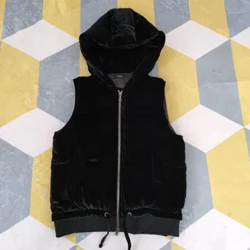 띠어리 Theory 후드 부착 다운 베스트 벨벳 블랙 S