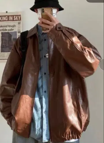 SEN TOKYO 오버 사이즈 PU 가죽 자켓