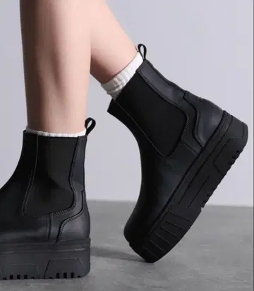 JaVa 자바 콜라보 통굽 밑창 사이드 고어 첼시 부츠