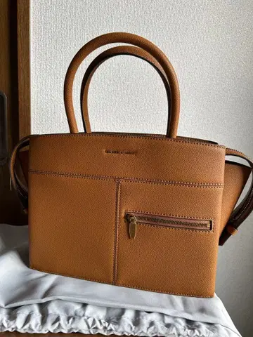 브라운 합성 피혁 핸드백