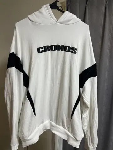 CRONOS 크로노스 후드 부착 후드티 XL 화이트/블랙