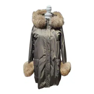 퍼 포함 올리브 그린 다운 자켓 내추럴 핏