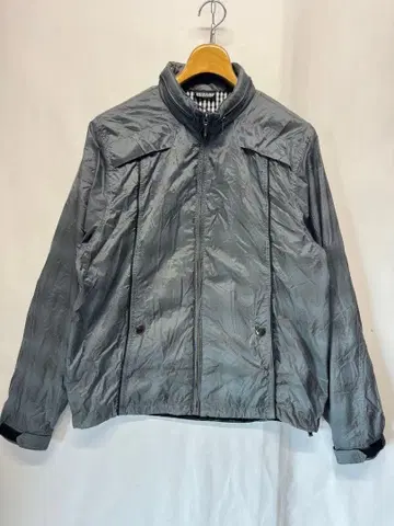 DUNLOP 던롭 나일론 자켓 그레이 로고 자수 체크 무늬 M