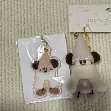 디즈니 릴린린 2세트 봉제 인형 참 키체인 화이트