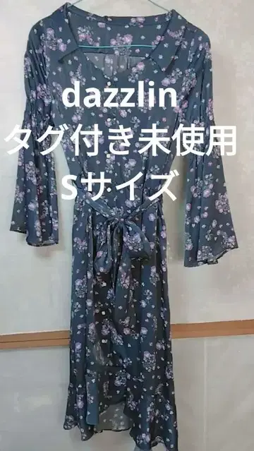 dazzlin 네이비 꽃무늬 무릎 기장 원피스 택 포함 미사용