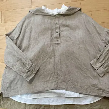 quotidienne 코티디안느 린넨 세일러 카라 블라우스 베이지