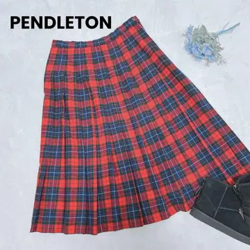 USA제 펜들턴 체크 롱 플리츠 스커트 울 빅 사이즈