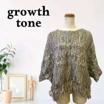 zG324 [ L ] growth tone 니트 판초 드롭 숄더