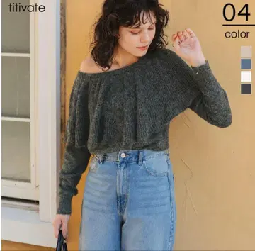 택 포함 미사용 새상품 titivate 티티베이트 오프숄더 니트