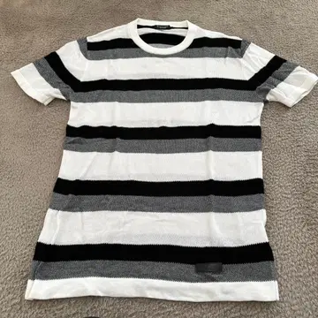 스트라이프 니트 스웨터 반팔