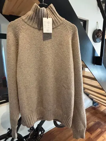 EX FINE LAMB LOOSE HIGH NECK KNIT M 베이지