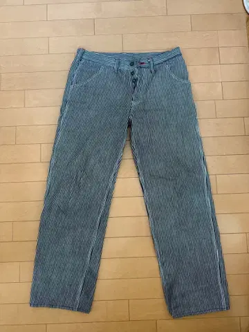 스트라이프 패턴 스트레이트 팬츠