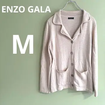 ENZO GALA 이탈리아 베이지 울 100% 버튼 가디건 M
