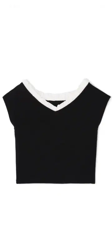 바디 드레싱 프릴 포함 V넥 티셔츠 미사용 택 포함