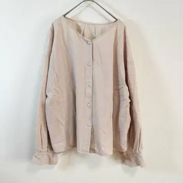 GLOBAL WORK 블라우스 M 베이지 개더 슬리브 면 100%