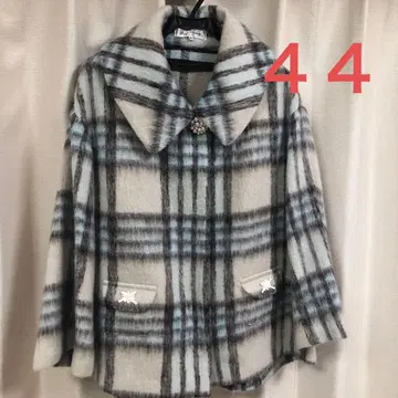 컨디션 최상 체크 무늬 울 혼방 숏코트