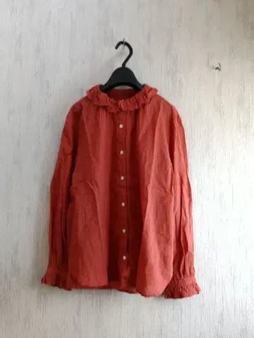 아두이트리스테스 LOISIR 예쁜 색 코튼 프릴 옷깃 블라우스