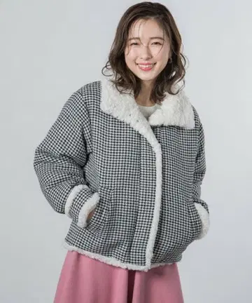 보아 안감 트위드 다운 자켓 QUEENS COURT