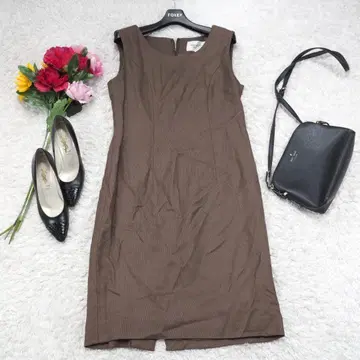 G9377*준 아시다 슬리브리스 롱 원피스 브라운 9