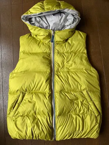 NATURAL LAUNDRY 후드 부착 다운 베스트 옐로우 그린