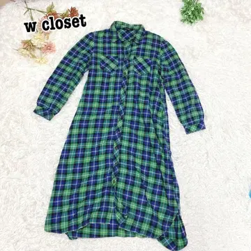 s.1786 [더블 클로젯] 긴팔 셔츠 롱 원피스 체크 무늬
