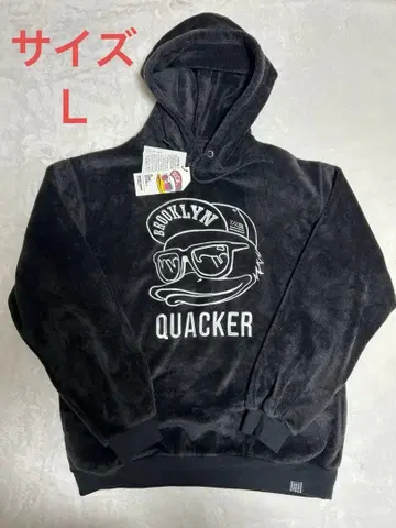 택 포함 새상품! DUCK DUDE 플리스 후드티 블랙 덕듀드 자수 L