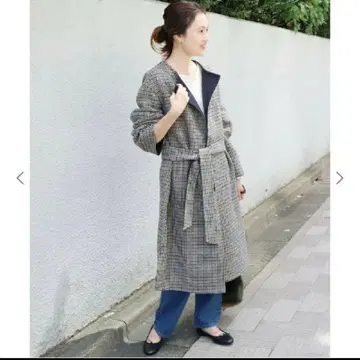 [ SLOBE IENA ] 벨트 포함 노카라 리버 코트 38 네이비