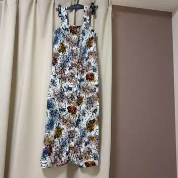 택 포함 미사용 새상품 앰비언트 프론트 버튼 벨티드 프린트 원피스