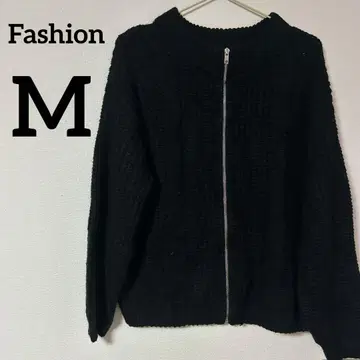 패션 [ M ] 긴팔 니트 스웨터 가디건 블랙