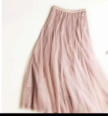 핑크 튤 롱 스커트