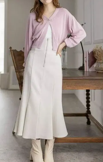 택 포함 새상품 clear 허리 리브 슬릿 마감 머메이드 스커트