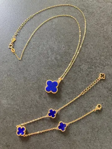 라피스라줄리 오사카 간사이 박람회 콩고 공화국 네이비 목걸이&팔찌 2세트