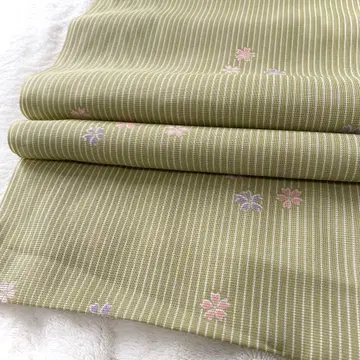 코몬 여름 아이템 옷감 폴리에스테르 명주 중고품 옐로우 그린 pt041