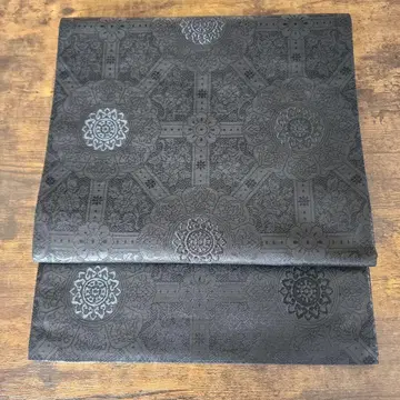 니시진 핫토리 직물 블랙 쿄후쿠로 오비 상복용 오비 쇼소인 문양